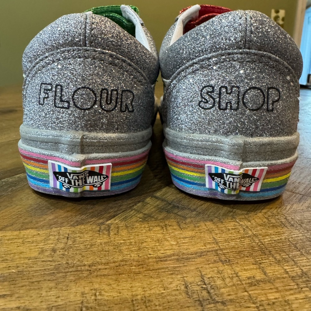 Vans X Amirah Kassem “Flour Shop” Silver Glitter Sprinkles And Smiles Sneakers - Picture 3 of 11